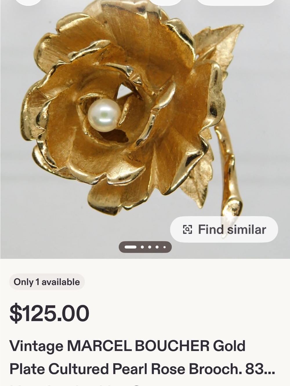 Signed Vintage Gold Pearl Floral  Brooch Designer Broucher - Picture 8 of 8